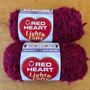 Red Heart NWt red light & lofty super bulky 6 acrylic yarn skein bundle lot of 2